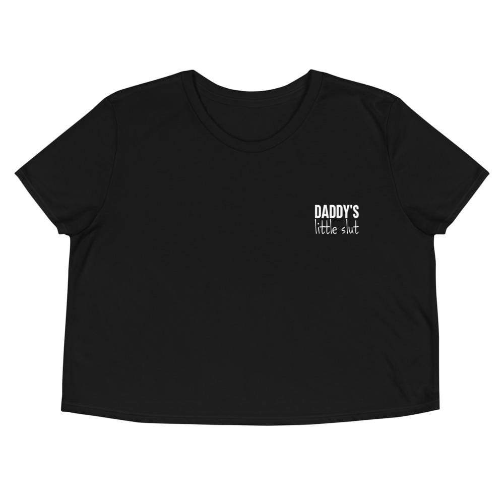 Kinky Cloth Black / S Daddys Little Slut Embroidered Crop Top