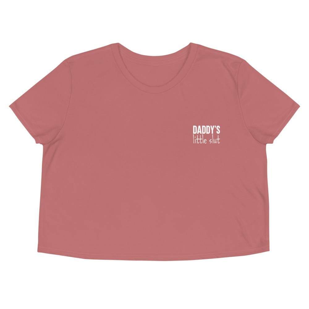 Kinky Cloth Mauve / S Daddys Little Slut Embroidered Crop Top