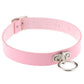 Kinky Cloth Necklace NO3 pink Dangle Ring Leather Choker
