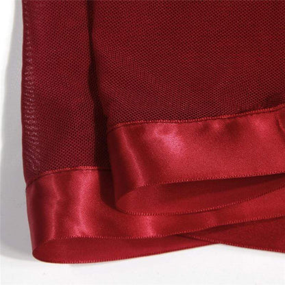 Dark Red Transparent Lingerie Nightwear Set