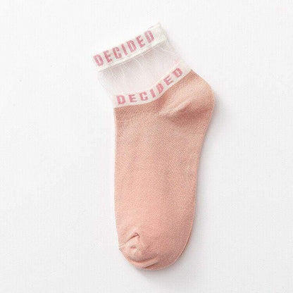 Kinky Cloth 200000866 Pink Decided Patterned Transparent Ankle Socks