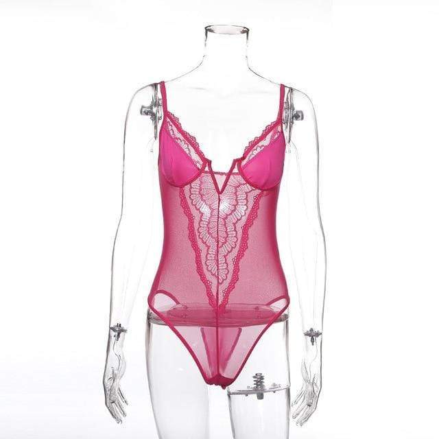 Kinky Cloth pink / L Deep V Lace Bodysuit