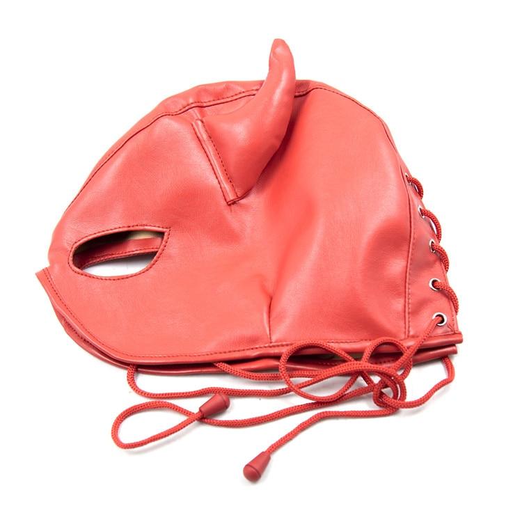 Kinky Cloth Accessories Red Devil Gimp Hood Mask