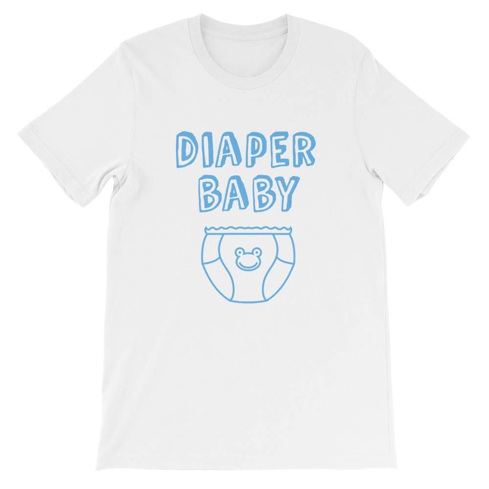 Kinky Cloth Top Crop Top - S / White/ Blue Font Diaper Baby Frog Top