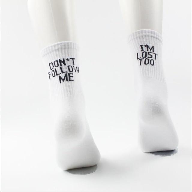 Kinky Cloth White / One Size Don't Follow Me I'm Lost Too Socks