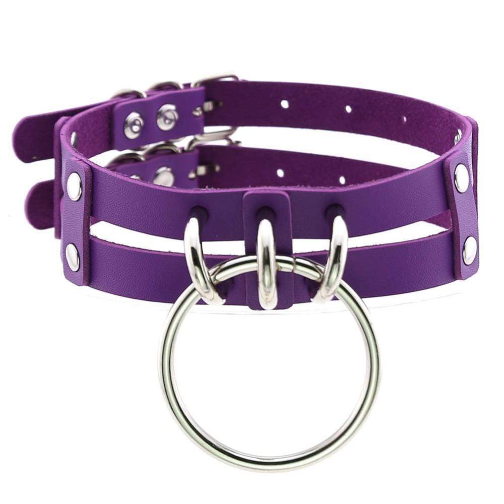 Kinky Cloth 200000162 Purple Double Band Large Ring Choker