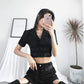 Kinky Cloth 200000791 Double Buckle Collared Crop Top