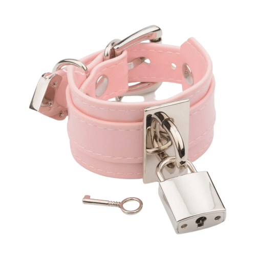 Kinky Cloth 200000147 Pink Double Layer Leather PadLock Bracelet