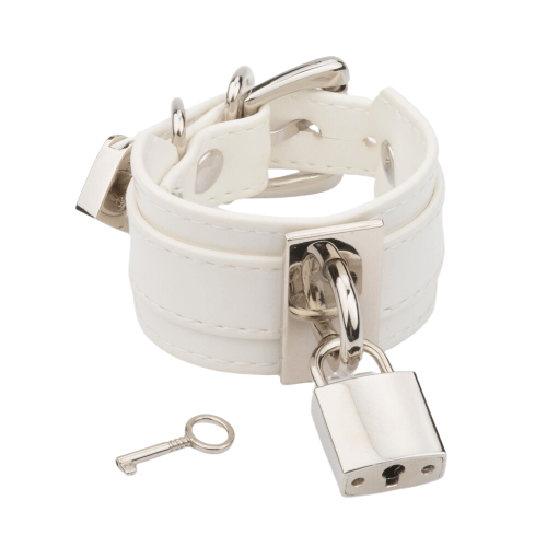 Kinky Cloth 200000147 White Double Layer Leather PadLock Bracelet