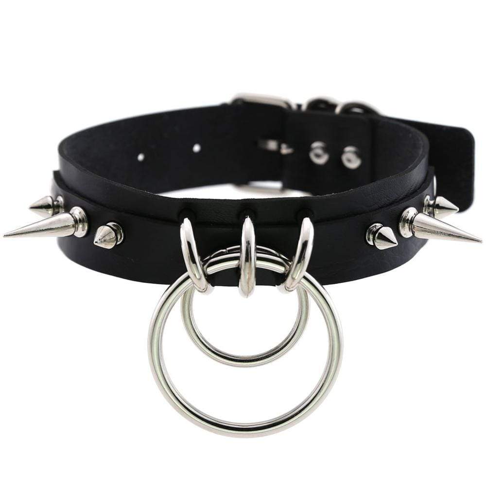 Generator stewardesse Studerende Double Ring Spiked Choker High-Quality Metal – Kinky Cloth