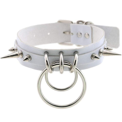 Kinky Cloth 200000162 white Double Ring Spiked Choker
