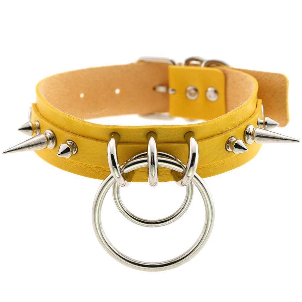 Kinky Cloth 200000162 yellow Double Ring Spiked Choker