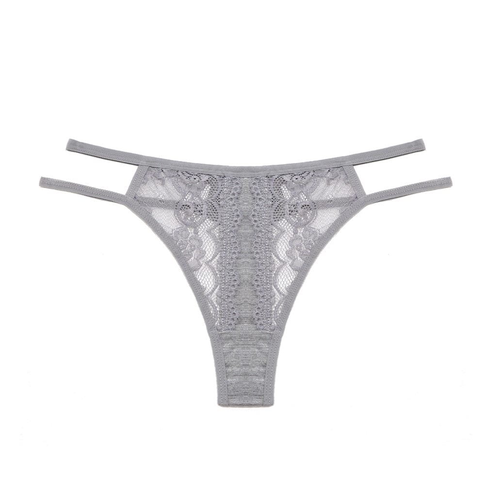 Kinky Cloth Gray / S Double Strip Patchwork G-String Thong