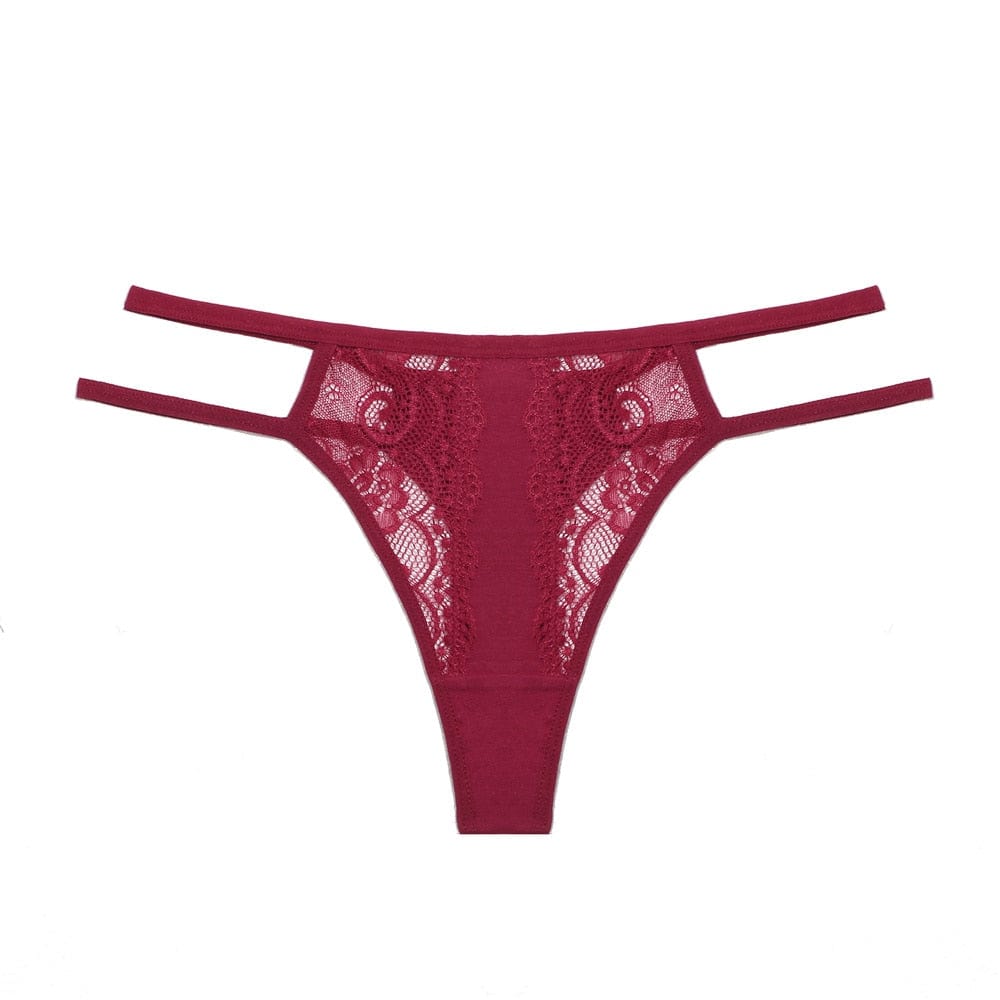 Kinky Cloth Wine red / S Double Strip Patchwork G-String Thong