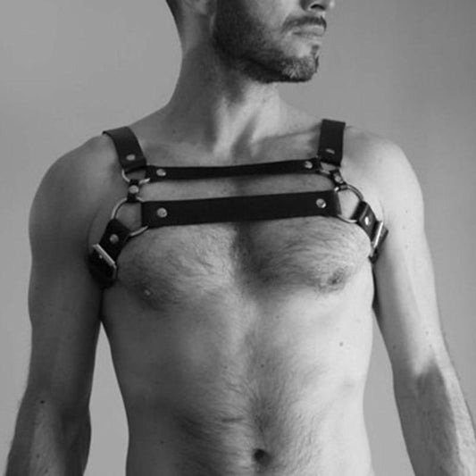 Kinky Cloth 200003585 Double Stripe Leather Chest Harness