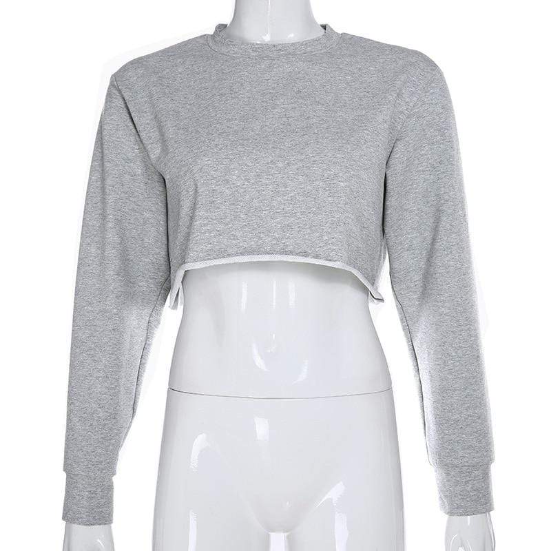 Kinky Cloth 200000348 Gray / S Drop Shoulder Solid Crop Pullover
