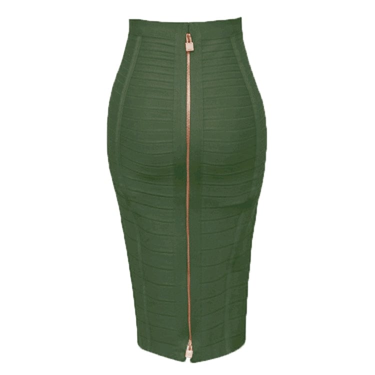 Kinky Cloth Army Green / XS Elastic Bandage Zipper Skirt
