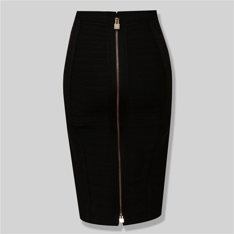 Kinky Cloth Black / XS Elastic Bandage Zipper Skirt