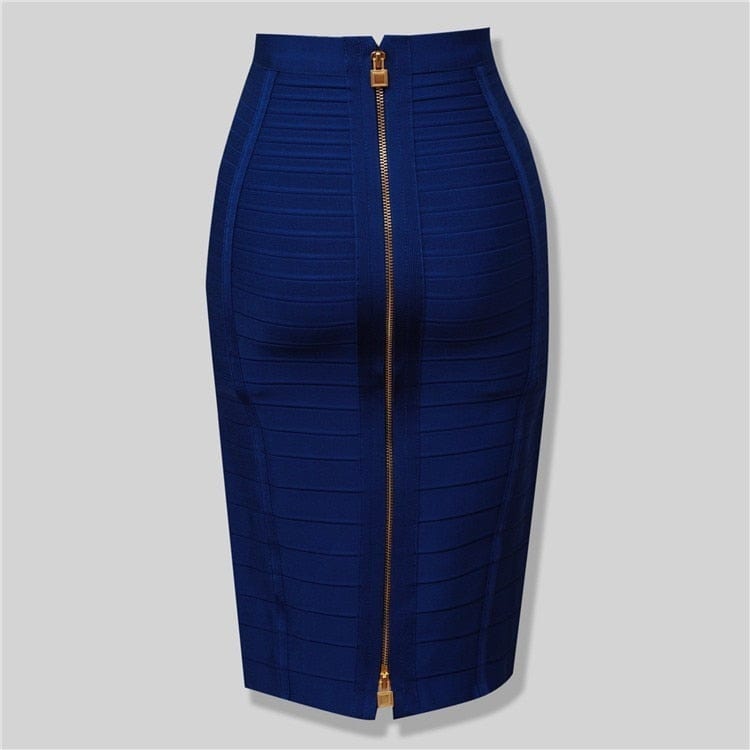 Kinky Cloth Blue / XS Elastic Bandage Zipper Skirt