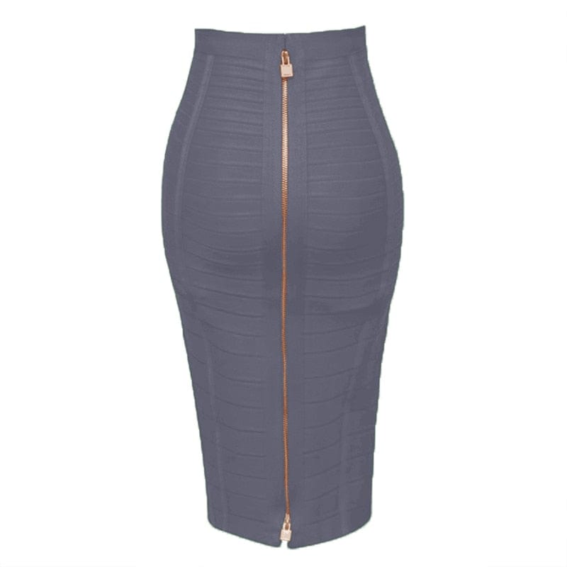 Kinky Cloth Dark Grey / XS Elastic Bandage Zipper Skirt