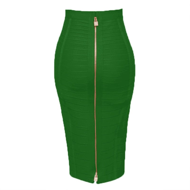 Kinky Cloth Green / XS Elastic Bandage Zipper Skirt