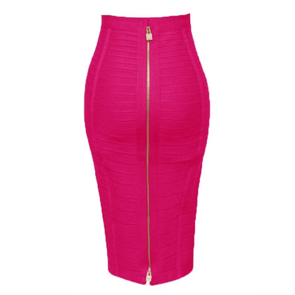 Kinky Cloth Hot Pink / XS Elastic Bandage Zipper Skirt