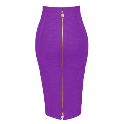 Kinky Cloth Purple / XS Elastic Bandage Zipper Skirt