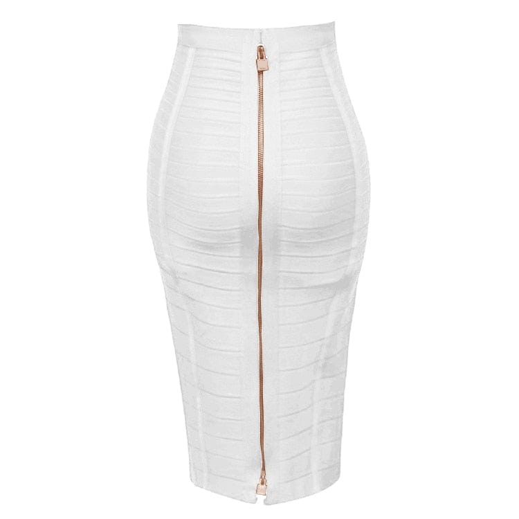Kinky Cloth White / XS Elastic Bandage Zipper Skirt