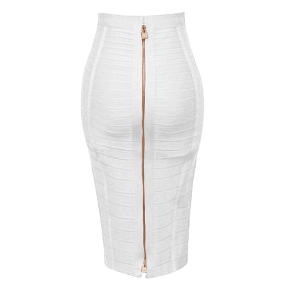 Kinky Cloth White / XS Elastic Bandage Zipper Skirt