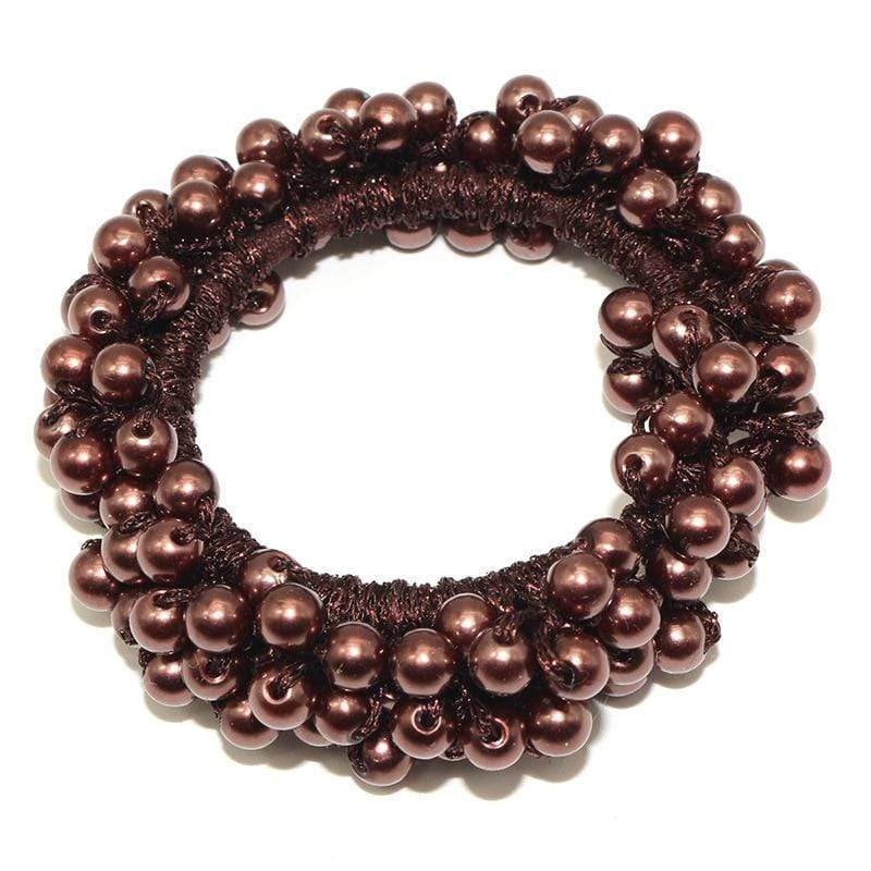 Kinky Cloth 200000395 Brown Elastic Pearl Hair Ties Beads