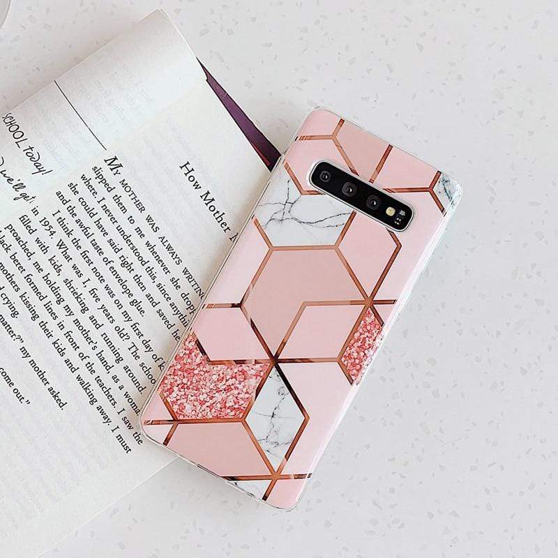 Kinky Cloth 380230 Baby Pink / For Note 10 Pro Electroplated Geometric Marble Samsung Case