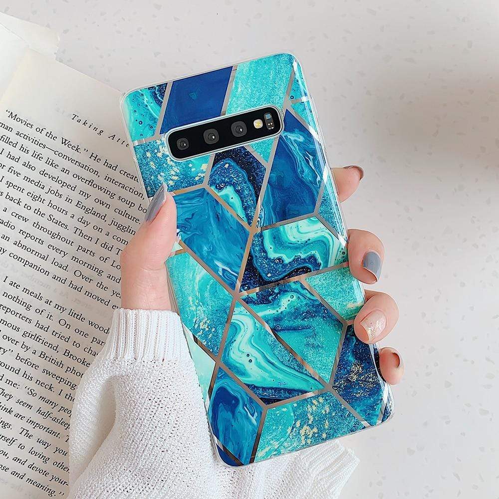 Kinky Cloth 380230 Blue / For Note 10 Pro Electroplated Geometric Marble Samsung Case