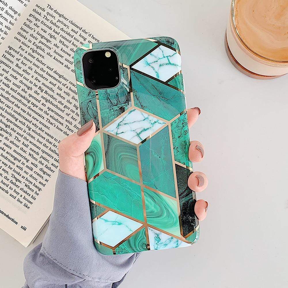 Kinky Cloth 380230 Green / For Note 10 Pro Electroplated Geometric Marble Samsung Case