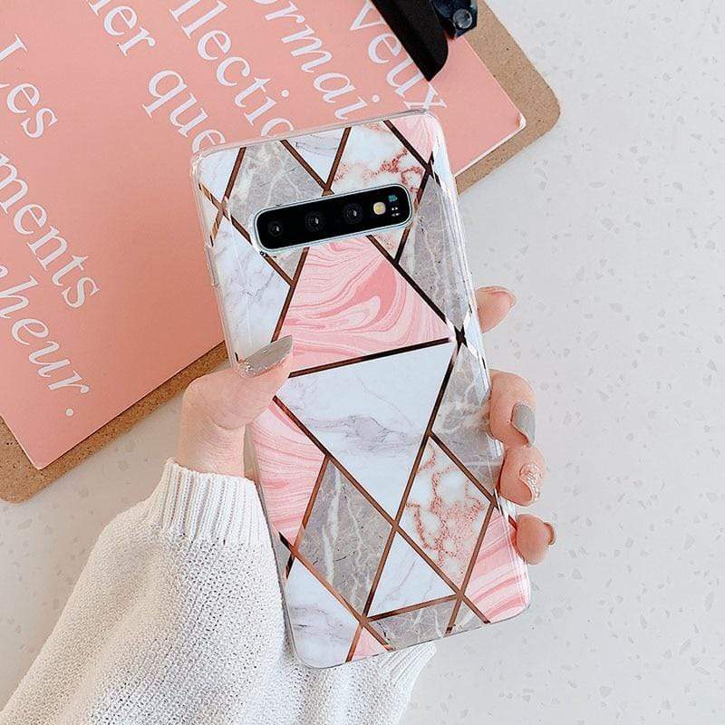 Kinky Cloth 380230 Pink / For Note 10 Pro Electroplated Geometric Marble Samsung Case