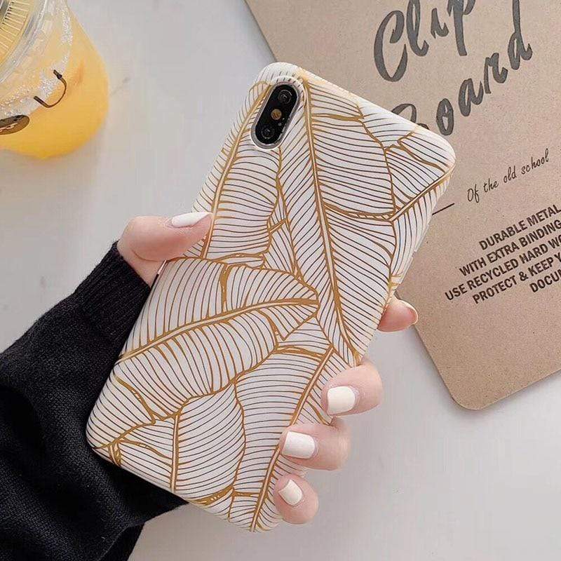 Kinky Cloth 380230 Style2 / For 7 Plus or 8 Plus Electroplated Vintage Gold Leaf iPhone Case