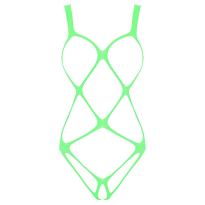 Kinky Cloth 200001800 Bright Green / One Size Erotic Open Crotch Harness Bodysuit