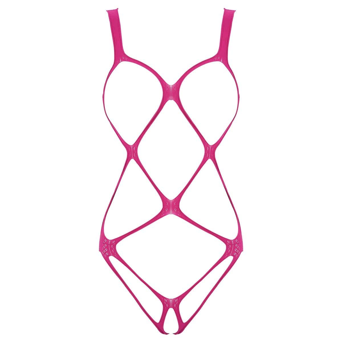 Kinky Cloth 200001800 Rose / One Size Erotic Open Crotch Harness Bodysuit