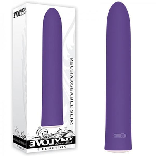 Evolved Novelties Vibrators Evolved Rechargeable Slim Vibe 7 Function Waterproof Purple