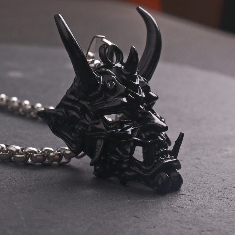 Kinky Cloth LZ6037-black Fangs Demon Mask Pendant Necklace