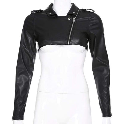Kinky Cloth 200000801 Black / S Faux Leather Cropped Jacket