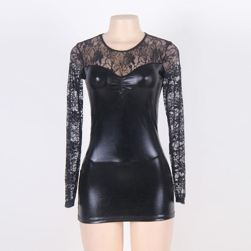 Kinky Cloth 200001895 Black / M Faux Leather Lace Bodycon