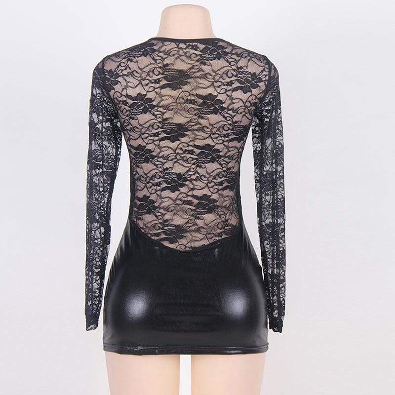 Kinky Cloth 200001895 Faux Leather Lace Bodycon