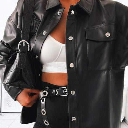 Kinky Cloth 200000346 Faux Leather Shirt With Metal Buttons
