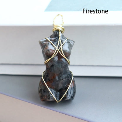 Kinky Cloth Firestone Feminine Body Crystal Pendant Necklace