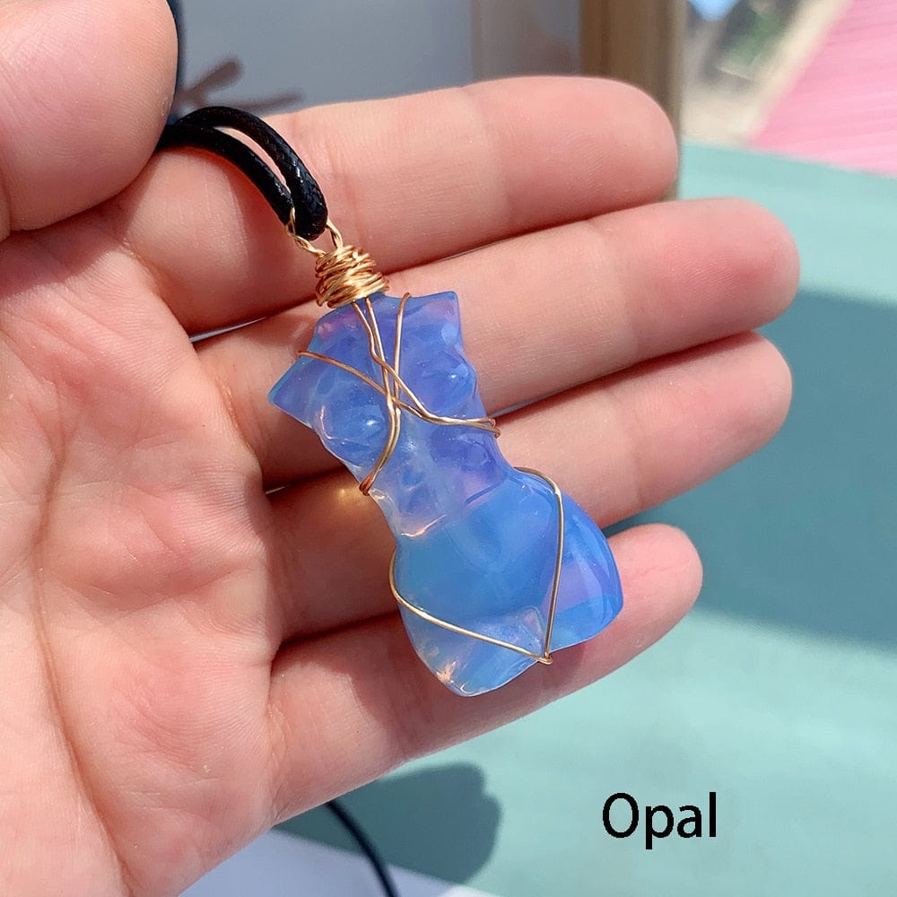 Kinky Cloth Opal Feminine Body Crystal Pendant Necklace