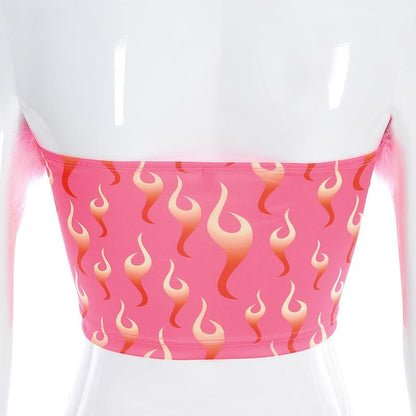 Kinky Cloth 200003588 Fire Printed Strapless Tube Top