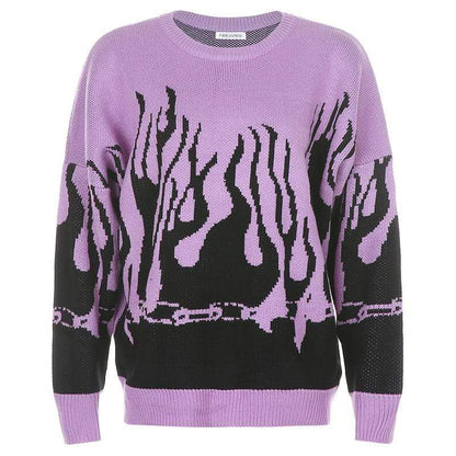Kinky Cloth 200000373 Purple / One Size Flame Knitted Oversized Sweater