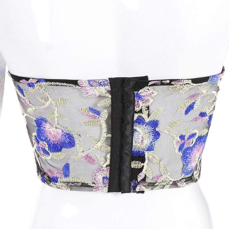 Kinky Cloth 200000790 Floral Embroidery Corset Tube Top
