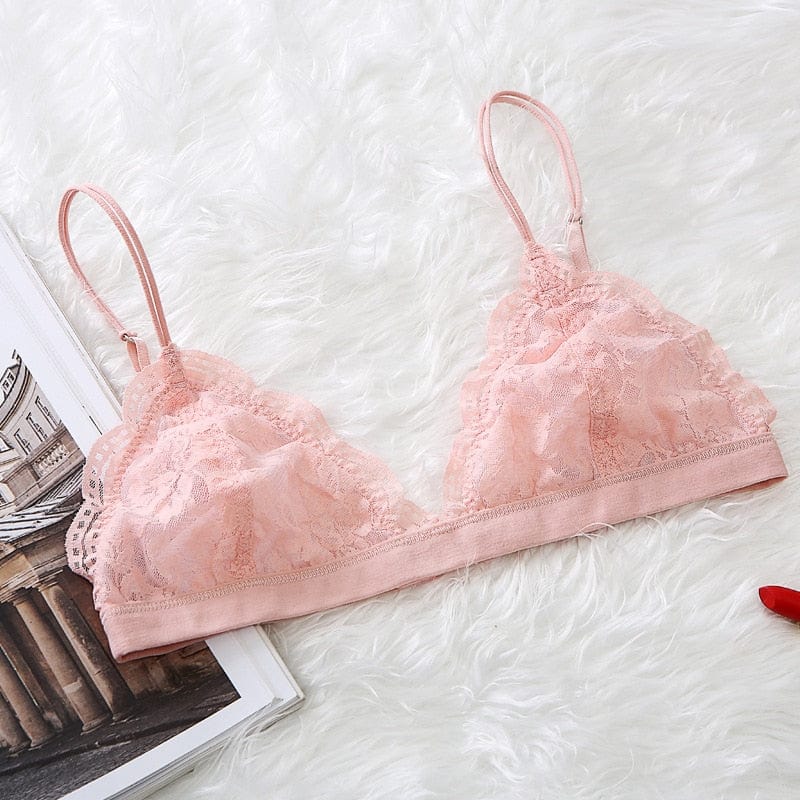Kinky Cloth Pink / S Floral Lace Bra Thin  Bralette