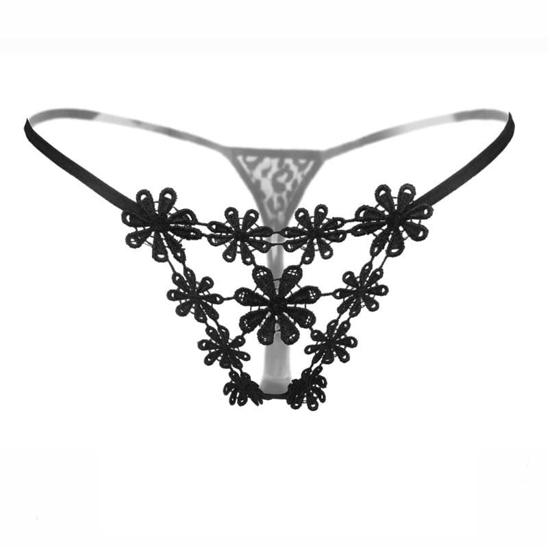 Kinky Cloth 200001799 Black / One Size Flower Embroidery G String Thong